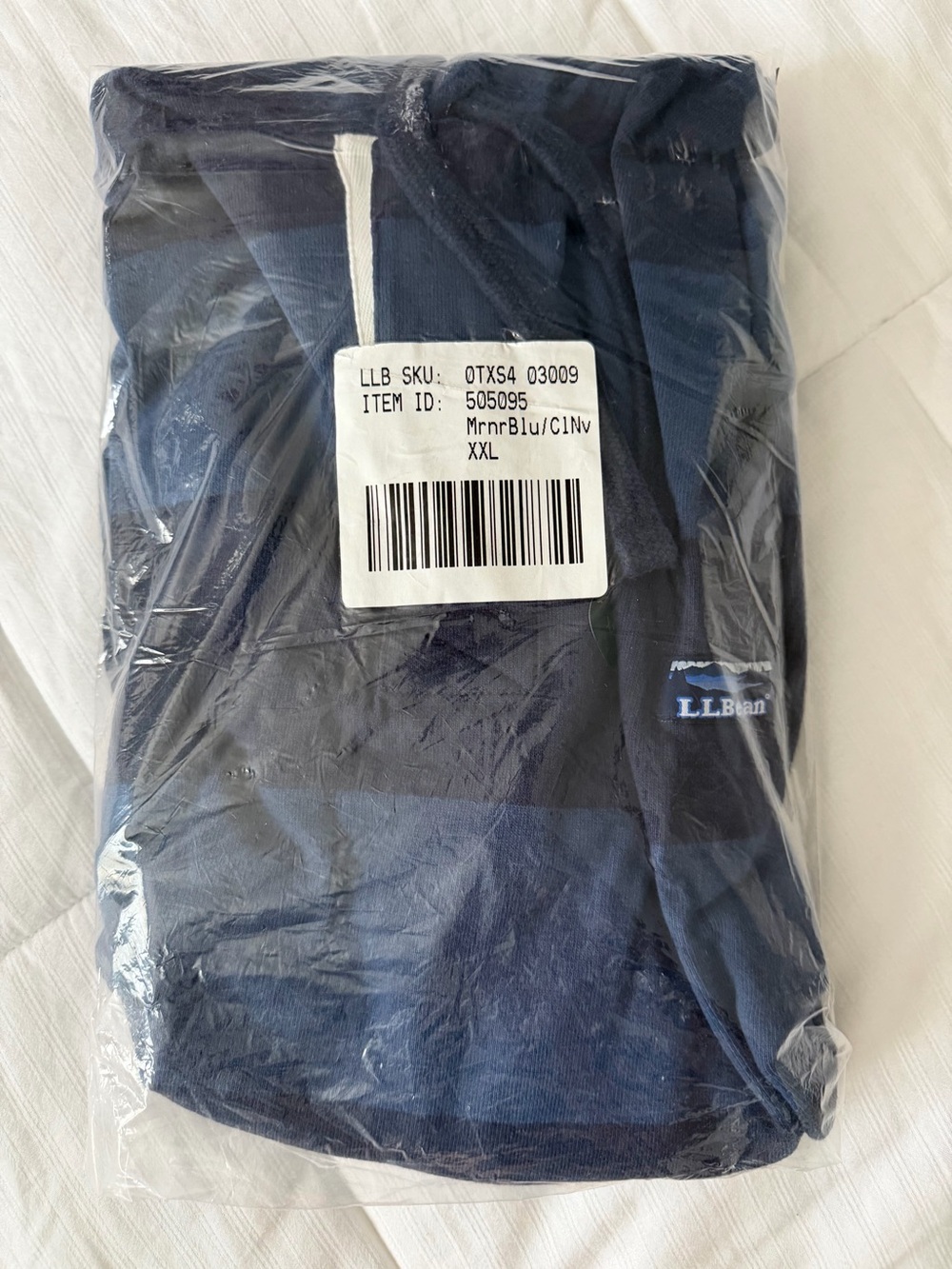 NWT L.L. Bean Men's Rugby Hoodie in Navy & Dark Navy Stripe - Picture 10 of 10